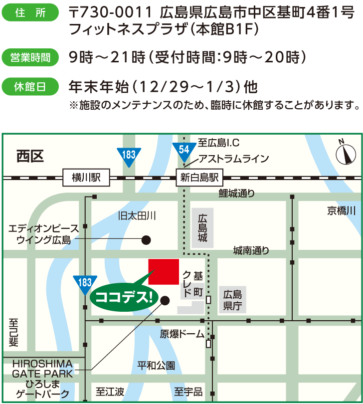 広島県立総合体育館 フィットネスプラザ インフォメーション