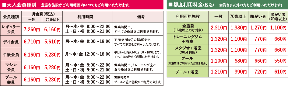 大人会員種別詳細
