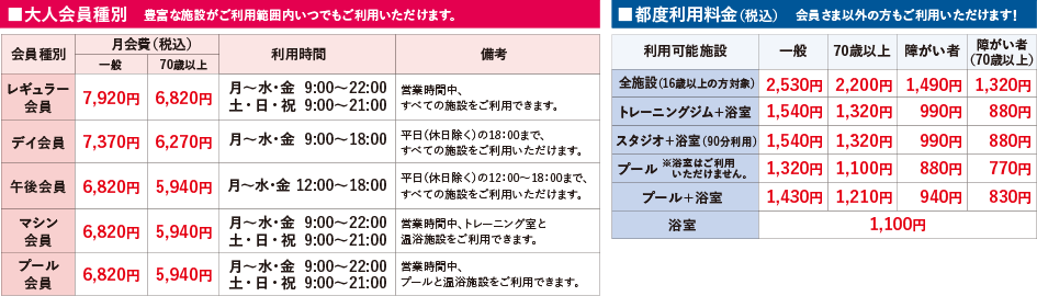 大人会員種別詳細