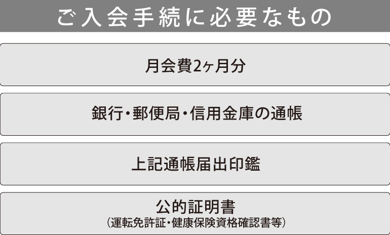 入会手続きに必要なもの